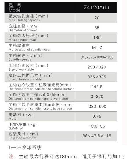Z4120A(L)深孔鉆床